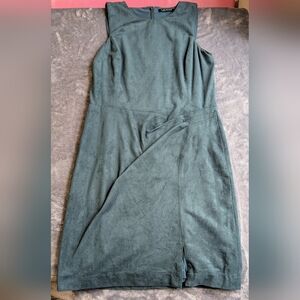 Lauren Ralph Lauren Dress Women's Size 12 Faux-Suede Sheath Slit Woodland Green